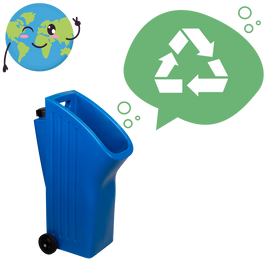 Easy peezy urinoir met recycle teken en plaatje van blije wereldbol.